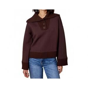 NEW DESIGN HISTORY porter collared top in chocolate brown
